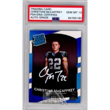 Christian McCaffrey 2017 Donruss Autographed Rated Rookie Card #318 PSA/DNA 10