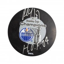 Paul Coffey HOF 04 Autographed 1987 Stanley Cup Champions Hockey Puck - BAS COA