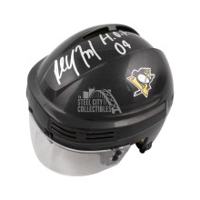 Paul Coffey HOF 04 Autographed Pittsburgh Penguins Mini Hockey Helmet - BAS COA