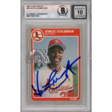 Vince Coleman 1985 Fleer Update Autograph Card #28 BAS 10