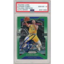 Stephen Curry 2019-20 Panini Prizm Autograph Green Prizm Card #98 - PSA/DNA 10