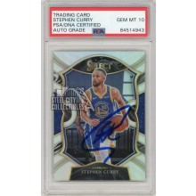 Stephen Curry 2020-21 Panini Select Basketball Autographed Silver Card #57- PSA/DNA 10