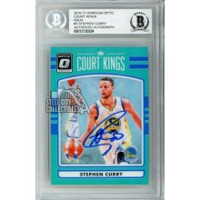 Stephen Curry 2016-17 Donruss Optic Court Kings Aqua Autograph Card #2 23/25 BAS