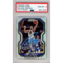 Stephen Curry 2020-21 Panini Prizm Silver Autograph Card #159 PSA/DNA 10 (Light Blue)