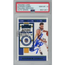 Stephen Curry 2019-20 Panini Contenders Game Ticket Green Autograph Card #92 PSA/DNA 10