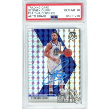 Stephen Curry 2019-20 Mosaic Mosaic Autograph Card #70 PSA/DNA 10 (Light Blue)