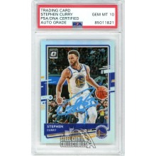 Stephen Curry 2020-21 Panini Donruss Optic Holo Autograph Card #17 PSA/DNA 10 (Light Blue)