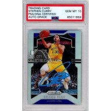 Stephen Curry 2019-20 Panini Prizm Silver Autograph Card #98 PSA/DNA 10 (Light Blue)