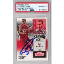 Stephen Curry 2016 Panini Contenders Draft Autograph Card #88 PSA/DNA 10