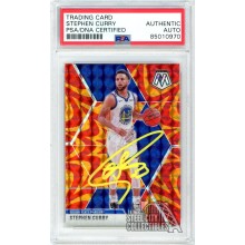 Stephen Curry 2019-20 Panini Mosaic Reactive Orange Autograph Card #70 PSA/DNA (Yellow)