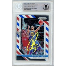 Stephen Curry 2018-19 Panini Prizm Autograph Red/White/Blue #222 BAS (Yellow)