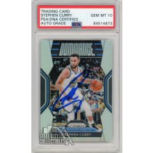 Stephen Curry 2018-19 Panini Prizm Autograph Dominance Silver #18- PSA/DNA 10