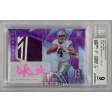 Dak Prescott 2016 Panini Spectra Pink Autograph Rookie Patch Card #199 03/10 BGS 9