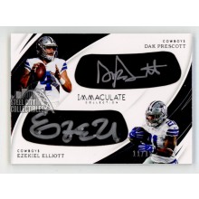 Dak Prescott/Ezekiel Elliott 2018 Panini Immaculate Eye Black Autograph Card 11/15