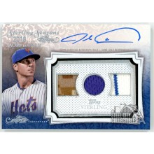 Jacob deGrom 2020 Topps Sterling Seasons Blue Triple Patch Autograph Card 04/10
