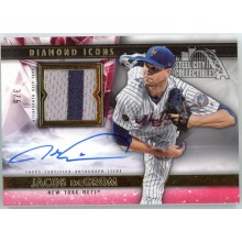 Jacob deGrom 2019 Topps Diamond Icons Red Patch Autograph Card #SPA-JD 3/5