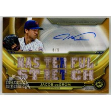 Jacob deGrom 2019 Topps Triple Threads Gold Triple Patch Autograph Card 6/9