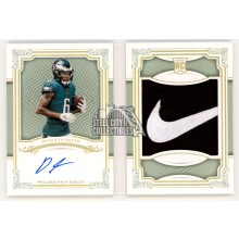 DeVonta Smith 2021 Panini National Treasures Autograph Nike Tag Patch Rookie Booklet Card 1/2