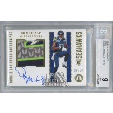 DK Metcalf 2019 Panini Encased Autograph Rookie Cap Patch Card #106 08/10 BGS 9