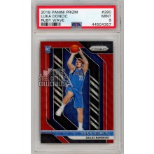 Luka Doncic 2018-19 Panini Prizm Ruby Wave Refractor Rookie Card #280 PSA 9