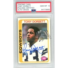 Tony Dorsett 1978 Topps Autograph Rookie Card #315 PSA/DNA 10