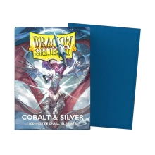 Dragon Shield Dual Matte Cobalt Silver Sleeves 100ct Box