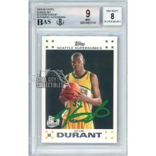 Kevin Durant 2007-08 Topps Autograph Rookie Card #2 BGS 9 BAS 8 (Green)