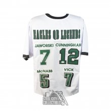 Jaworski Cunningham Vick McNabb Autographed Custom White Football Jersey - JSA COA