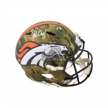 John Elway Autographed Denver Broncos Camo Replica Full-Size Football Helmet - BAS COA