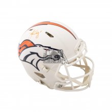 John Elway Autographed Broncos Flat White Authentic Full-Size Football Helmet - BAS COA