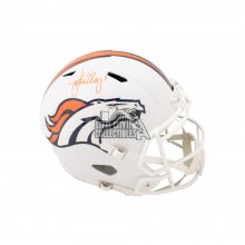 John Elway Autographed Broncos Flat White Replica Full-Size Football Helmet - BAS COA (Orange Ink)