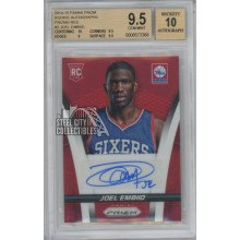 Joel Embiid 2014-15 Panini Prizm Red Autograph Rookie Card #3 176/199 BGS 9.5