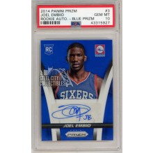 Joel Embiid 2014-15 Panini Prizm Blue Autograph Rookie Card #3 024/249 PSA 10