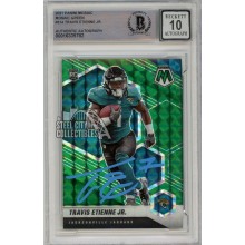 Travis Etienne Jr 2021 Panini Mosaic Green Autograph Rookie Card #314 BAS 10 (Light Blue)