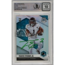 Travis Etienne 2021 Panini Mosaic Silver Variation Autograph Rookie Card #314-V BAS 10 (Green)