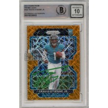 Travis Etienne Jr 2021 Panini Prizm Lazer Autograph Rookie Card #344 BAS 10 (Green)