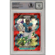 Travis Etienne 2021 Panini Prizm Red Ice Autograph Rookie Card #344 BAS 10 (Green)