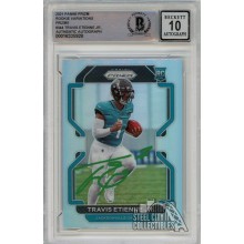 Travis Etienne Jr 2021 Panini Prizm Variations Silver Autograph Rookie Card #V-344 BAS 10 (Green)
