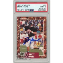 Brett Favre 1991 Star Pics Autograph Rookie Card #65 PSA 9 PSA/DNA 10 (899)