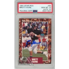 Brett Favre 1991 Star Pics Autograph Rookie Card #65 PSA 10 PSA/DNA 10