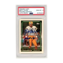Brett Favre 1992 Topps Gold Autographed Card #696 "HOF16" PSA/DNA 10