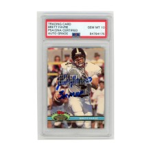 Brett Favre 1991 Topps Stadium Club Rookie Autograph Card #94 "3x MVP" PSA/DNA 10