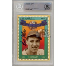 Bob Feller Baseball Hall Of Fame Heroes Autograph Card #3 BAS