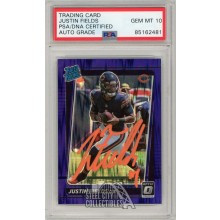 Justin Fields 2021 Panini Donruss Optic Purple Shock Autograph Rookie Card #204 PSA/DNA 10 (Orange)