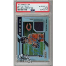Justin Fields 2021 Panini Prizm Premier Silver Autograph Jersey RC Card #PJ-4 PSA/DNA (Light Blue)