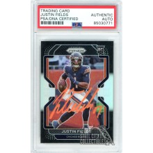 Justin Fields 2021 Panini Prizm Black Silver Autograph Rookie Card #PB-3 PSA/DNA (Orange)