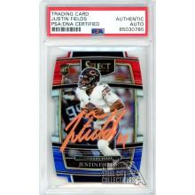 Justin Fields 2021 Panini Select Red Blue Die Cut Autograph Rookie Card #50 PSA/DNA (Orange)