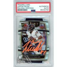 Justin Fields 2021 Panini Select Silver Die Cut Autograph Rookie Card #50 PSA/DNA (Orange)