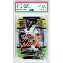 Justin Fields 2021 Panini Select Yellow Green Die Cut Autograph Rookie Card #50 PSA/DNA (Orange)