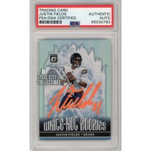Justin Fields 2021 Panini Optic White Hot Autograph Rookie Card #WHR-2 PSA/DNA (Orange)